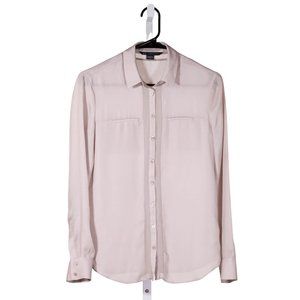 Armani Exchange Women's Blouse Beige Button Up Sheer Long Sleeve Shirt Top XS